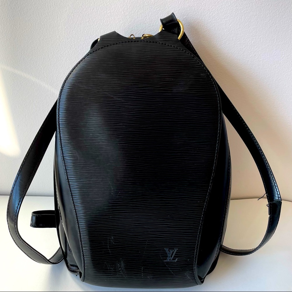 Louis Vuitton Authentic Mabillon Backpack Bag Epi Leather Black